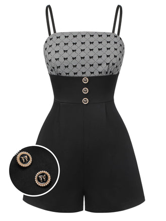 Plus Size] 1930s Polka Dot Suspender Swimsuit Set