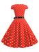 1950s Cap Sleeve Polka Dot Belted Dress