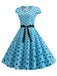 1950s Cap Sleeve Polka Dot Belted Dress