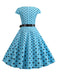 1950s Cap Sleeve Polka Dot Belted Dress