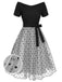 [Pre-Sale] Black 1950s Polka Dots Mesh Off-Shoulder Dress