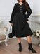 [Plus Size] Black 1950s Solid Ruffles Dress