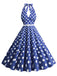 1950s Halter Polka Dot Print Swing Dress