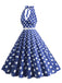 1950s Halter Polka Dot Print Swing Dress