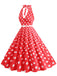 1950s Halter Polka Dot Print Swing Dress