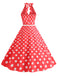 1950s Halter Polka Dot Print Swing Dress