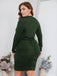 [Plus Size] Dark Army Green 1960s Wrinkle Pencil Dress