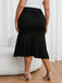 [Plus Size] Black 1930s Solid Fishtail Skirt