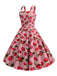 1950s Strap Strawberry Polka Dots Sleeveless Dress