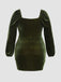 [Plus Size] Green 1960s Solid Sweetheart Wrap Dress