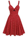 [Pre-Sale] Red 1950s Spaghetti Strap Heart Print Dress