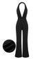 Black 1930s Halter Deep V-Neck Jumpsuit