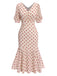 Beige 1930s Polka Dot Mermaid Dress