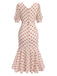 Beige 1930s Polka Dot Mermaid Dress