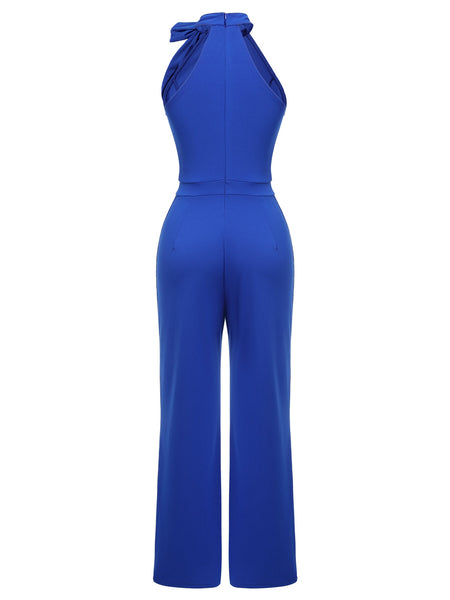 Royal Blue 1930s Tie Neck Jumpsuit | Retro Stage