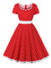 1950s Contrast Polka Dots Buttoned Dress