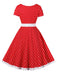 1950s Contrast Polka Dots Buttoned Dress