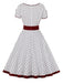 1950s Contrast Polka Dots Buttoned Dress