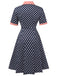 Dark Blue 1950s Polka Dot Lapel Dress