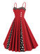 1950s Polka Dot Contrast Spaghetti Strap Dress