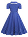 1950s Polka Dots Lapel Bowknot Swing Dress