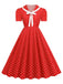 1950s Polka Dots Lapel Bowknot Swing Dress