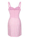 Pink 1960s Plaid Heart Slit Strap Dress