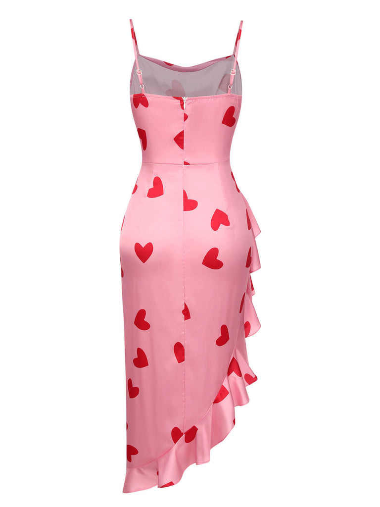 Pink 1960s Heart Cowl Collar Sling Dress