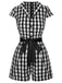 Red 1940s Lapel Plaids Belted Romper