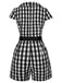 Black 1940s Lapel Plaids Belted Romper