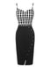[Pre-Sale] Black 1960s Spaghetti Straps Plaid Patchwork Dress