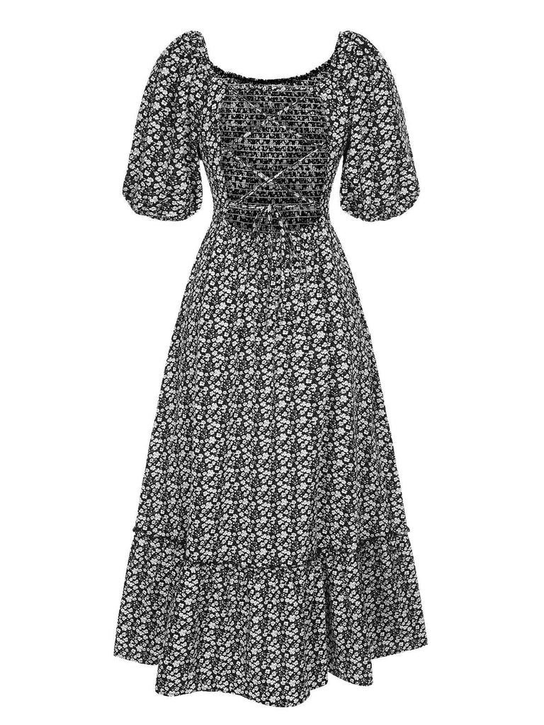 1940s Square Neck Backless Dress