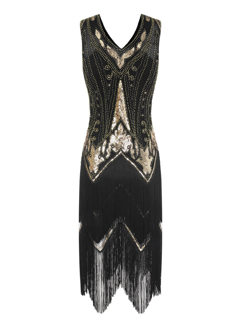 1920s V-Neck Sequined Tassel Gatsby Dress