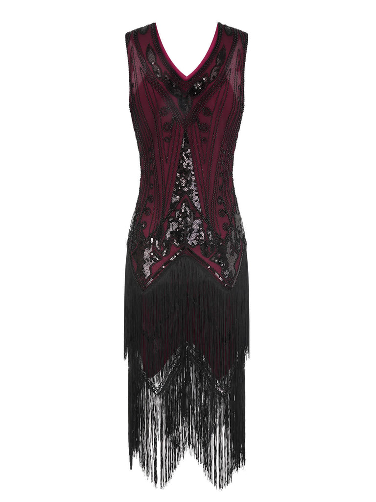 1920s V-Neck Sequined Tassel Gatsby Dress