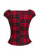 Red 1950s Square Neck Plaid Tops