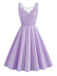 1950s Solid Lace Patchwork V-Neck Dress