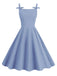 1950s Solid Bowknot Sleeveless Square Neck Dress