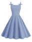 1950s Solid Bowknot Sleeveless Square Neck Dress