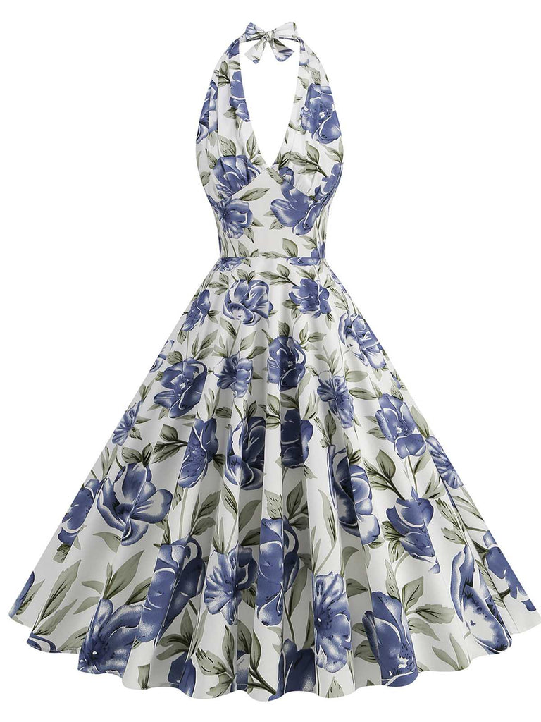 1950s Halter Floral Sleeveless Dress | Retro Stage