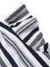 Multicolor 1940s Striped Ruffles V-Neck Cap Blouse