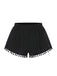 Black 1970s Solid Fur Ball Tassel Shorts