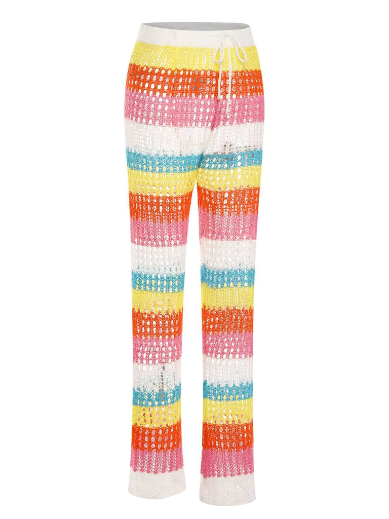 Rainbow 1950s Hollow Knitted Beach Pants