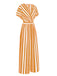 1970s V-Neck Contrast Stripes Jumpsuit