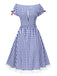 Blue & White 2PCS 1950s Plaid Top & Skirt