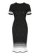 Black 1930s Gradient Stripes Knitted Dress