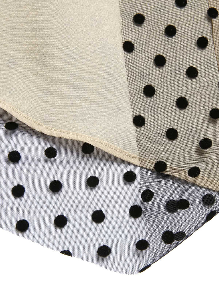 [Pre-Sale] Black 1950s Tie Neck Polka Dots Mesh Dess