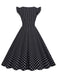 Black 1950s Polka Dots Ruffles Dress