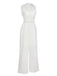 White 1930s Stand Collar Lace Jumpsuit