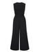 Black 1930s Cowl Neck Solid Jumpsuit with Belt