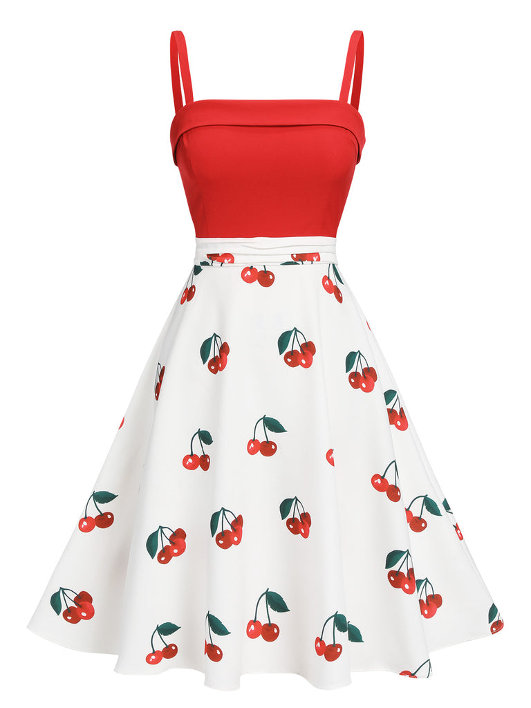 Red 1950s Cherry Spaghetti Strap Dress